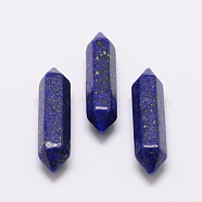 Dyed Natural Lapis Lazuli Double Terminated Point Beads, Healing Stones, Reiki Energy Balancing Meditation Therapy Wand, for Wire Wrapped Pendants Making, No Hole/Undrilled, 30x9x9mm(G-K009-30mm-01)