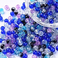 Baking Painted Crackle Glass Beads, Silver-Grey Mix, Round, Mixed Color, 4~4.5x4mm, Hole: 1mm, about 400pcs/bag(DGLA-X0006-4mm-03)