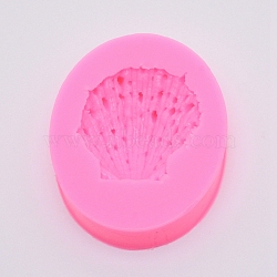 Ocean Series Scallop Shape Fondant Molds, Food Grade Silicone Molds, For DIY Cake Decoration, Chocolate, Candy, UV Resin & Epoxy Resin Craft Making, Pink, 79x62.5x15.5mm, Inner Size: 49.5x44.5mm(DIY-WH0181-38)
