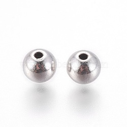 Tibetan Style Alloy Beads, Cadmium Free & Nickel Free & Lead Free, Round, Antique Silver, 6mm, Hole: 1mm(TIBEB-Q008-AS-FF)