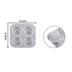 DIY Cat Paw Prints Fondant Silicone Molds, Resin Casting Molds, for Chocolate, Candy, UV Resin & Epoxy Resin Craft Making, White, 50x54x10mm(X1-DIY-TAC0015-32A)
