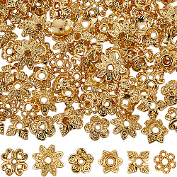 120Pcs 6 Style Alloy Bead Caps, Long-Lasting Plated, Flower, Real 18K Gold Plated, 6~8x1.5~3mm, Hole: 1~1.6mm, 20pcs/style(FIND-SC0008-73)