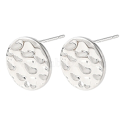 SHEGRACE Brass Stud Earring Findings, Flat Round, Cadmium Free & Lead Free & Nickel Free, Long-Lasting Plated, Platinum, 13mm, Hole: 1.4mm, Pin: 11x0.7mm(XGRQ64911-864P)