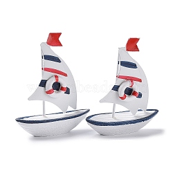 Lifebuoy Pattern Mini Sailboat Model Display Decoration, Wooden Miniature Sailing Boat Home Decoration, for Ocean Theme Decoration, Light Blue, 25x85x100mm(PW22060285094)