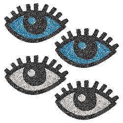 ANATTASOUL 4Pcs 2 Colors Eye Glass Rhinestone Applique Patch, Ornament Accessories, Sewing Craft Decoration, with Hotfix Rhinestones, Mixed Color, 100x160x2.5mm, 2pcs/color(DIY-AN0001-12)