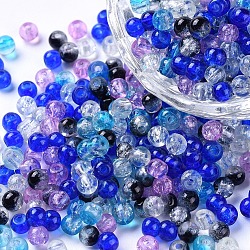 Baking Painted Crackle Glass Beads, Silver-Grey Mix, Round, Mixed Color, 4~4.5x4mm, Hole: 1mm, about 400pcs/bag(DGLA-X0006-4mm-03)