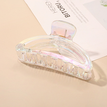 Large Transparent Geometric Acrylic Hair Claw Clips, AB Color Non Slip Jaw Clamps for Girl Women, Moon Pattern, 93x53mm