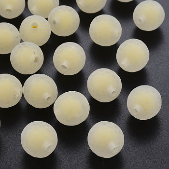 Transparent Acrylic Beads, Bead in Bead, Faceted, Frosted, Round, Champagne Yellow, 16mm, Hole: 3mm, about 205pcs/500g