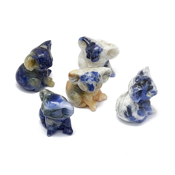 Natural Sodalite Sculpture Display Decorations, for Home Office Desk, Koala, 24~27x26~30.5x29~30mm