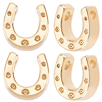 24Pcs Brass Charms, Horseshoe, Real 18K Gold Plated, 7x7x3mm, Hole: 1.5mm