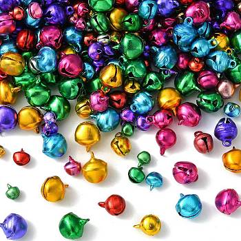 500Pcs 4 Styles Aluminum Bell Charms, for Jewelry Making, Mixed Color, 7~14x6~11.5x5~10mm, Hole: 1~2mm