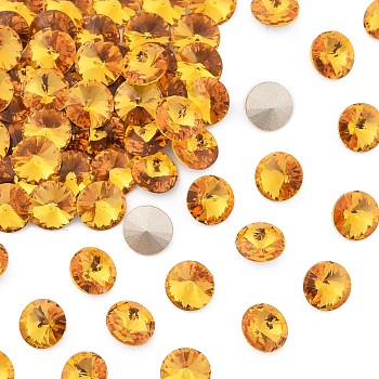 Preciosa&reg MAXIMA Crystal Round Stones, Czech Crystal, Bicone(436 11 177 Rivoli), Dura Foiling, 10070 Topaz, SS29(6.15~6.35mm)