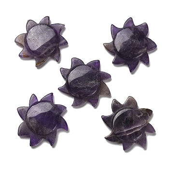 Natural Amethyst Cabochons, Sun, 28~29x27~30x6~7mm