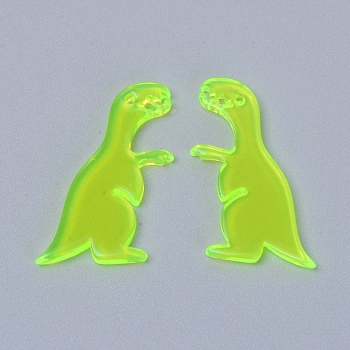 Transparent Acrylic Pendant, Tyrannosaurus, Green Yellow, 27.5x14x3mm, Hole: 1mm, 10pcs/bag