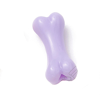 UV Plating Acrylic Beads, Iridescent, Bone, Lilac, 19.5x8.5x7mm, about 830pcs/500g.