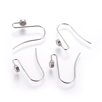 304 Stainless Steel Earring Hooks, with Rhinestone, Crystal, Stainless Steel Color, 21x17x4mm, Pin: 0.7mm