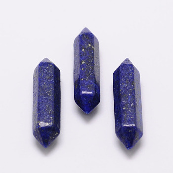 Dyed Natural Lapis Lazuli Double Terminated Point Beads, Healing Stones, Reiki Energy Balancing Meditation Therapy Wand, for Wire Wrapped Pendants Making, No Hole/Undrilled, 30x9x9mm