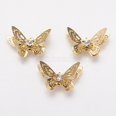 Golden Clear Butterfly Brass+Cubic Zirconia Pendants