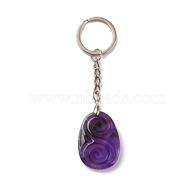 Natural Amethyst Teardrop with Spiral Pendant Keychain(KEYC-A031-02P-04)-2