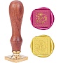 DIY Scrapbook, Brass Wax Seal Stamp and Wood Handle Sets, Leaf Pattern, 89mm, Stamps: 25x25x14.5mm