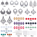 DIY Alloy Chandelier Earring Making Kits, include Chandelier Components Links, Glass Beads and Brass Earring Hooks, Mixed Color, 36x26x4mm, Hole: 1~2mm, 2pcs(DIY-SC0012-40)