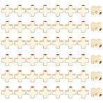 60Pcs Brass Beads, Cross, Real 18K Gold Plated, 8x8x3mm, Hole: 1.4mm(KK-BC0015-38)