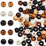 400Pcs 5 Styles Wooden Beads, Round, Mixed Color, 10~10.5x8.5~9mm, Hole: 3.5~4mm, 80pcs/style(WOOD-DC0001-40)