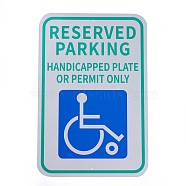 UV Protected & Waterproof Aluminum Warning Signs, Reserved Parking - Handicap Plate Or Permit Only Sign, Green, 450x300x1mm, Hole: 6mm(X-AJEW-WH0111-D01)