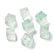 Transparent Glass Beads, Cube, Aquamarine, 10x11x11mm, Hole: 1.5mm(GLAA-A012-04A)