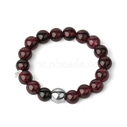 4MM Round Natural Garnet Beaded Stretch Rings, European and American Style(VM0712-13)