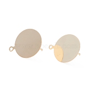 Rack Plating Brass Stud Earring Findings, with Loop and 925 Sterling Silver Pins, Long-Lasting Plated, Flat Round, Real 14K Gold Plated, 18.5x15mm, Hole: 1.4mm, Pin: 0.7mm(KK-F829-03B-G)