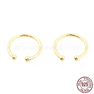 925 Sterling Silver Cuff Earrings, Ring with Round, Golden, 12x1mm(EJEW-H124-06G)