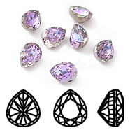 K9 Glass Rhinestone Cabochons, Pointed Back & Back Plated, Faceted, Teardrop, Vitrail Light, 8x6x5mm(RGLA-A025-02A-001VL)