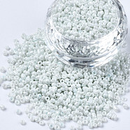 Glass Seed Beads, Baking Paint, Round Hole, Round, Aqua, 2~3x1.5~2mm, Hole: 0.8mm, about 450g/Pound(SEED-S060-A-979)