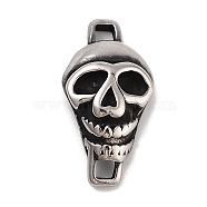 Retro 304 Stainless Steel Halloween Skull Links, for Leather Cord Bracelets Making, Antique Silver, 22.5x12x6mm, Hole: 2.5x2.5mm(STAS-L274-015AS-02)