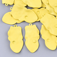 Spray Painted Iron Pendants, Yellow, 37x18x2.5mm, Hole: 1mm(IFIN-S704-10A)
