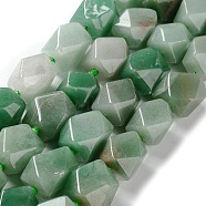 Natural Green Aventurine Beads Strands, with Seed Beads, Faceted, Rhombus, 17~21x13~16x12~15mm, Hole: 1.2~1.4mm, about 18~19pcs/strand, 15.35~15.79 inch(39~40.1cm)(G-C182-28-02)