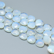 Opalite Beads Strands, Top Drilled Beads, Faceted, Teardrop, 13x13x5~6mm, Hole: 1mm, about 27pcs/strand, 7.8 inch(G-T066-19)