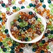 Glass Beads, Faceted, Rondelle, Olive Drab, 8x6mm, Hole: 1mm, about 1210pcs/500g(EGLA-A034-LM8mm-26)