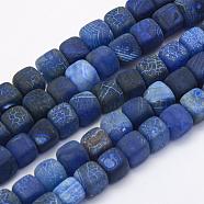Natural Agate Beads Strands, Dyed & Heated, Cube, Alice Blue, 8~10x8.5~9x8.5~9mm, Hole: 1mm, about 41pcs/strand, 14.7 inch(37.5cm)(G-G705-10mm-14)
