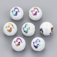 Electroplate Glass Beads, Round with Constellations Pattern, Multi-color Plated, Pisces, 10mm, Hole: 1.2mm(EGLA-S178-11C-08)