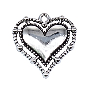 Tibetan Style Alloy Pendants, Heart Charms, Antique Silver, 20x20mm(FIND-PW0006-05AS)