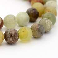 Natural Xiuyan Jade Round Bead Strands, 4mm, Hole: 1mm, about 98pcs/strand, 15.7 inch(G-P070-71-4mm)