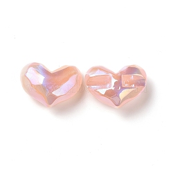 Opaque Acrylic Beads, AB Color Plated, Faceted, Heart, Light Salmon, 26x34.5x16mm, Hole: 4mm(OACR-A010-12B)