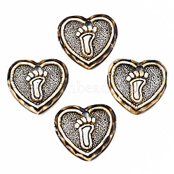 Handmade Porcelain Big Pendants, Heart with Footprint, Saddle Brown, 48~50x46~47.5x10~11.5mm, Hole: 5mm(PORC-T006-33)