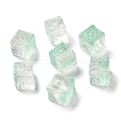 Transparent Glass Beads, Cube, Aquamarine, 10x11x11mm, Hole: 1.5mm(GLAA-A012-04A)