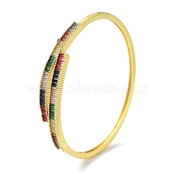 Brass Pave Colorful Glass Hinged Bangles for Women, Real 18K Gold Plated, Real 18K Gold Plated, Inner Diameter: 2-1/4 inch(5.85cm), 5mm(BJEW-Z061-07A)