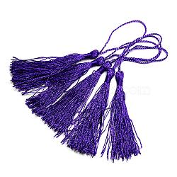 Polyester Tassel Decorations, Pendant Decorations, Indigo, 130x6mm, Tassel: 70~90mm(OCOR-Q023-20)