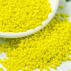 MIYUKI Round Rocailles Beads, Japanese Seed Beads, 8/0, (RR404) Opaque Yellow, 8/0, 3mm, Hole: 1mm, about 422~455pcs/10g(X-SEED-G008-RR0404)