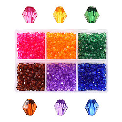 Transparent Acrylic Beads, Bicone, Mixed Color, 4x4mm, Hole: 1.5mm, 990pcs/box(TACR-YW0001-4MM-03)